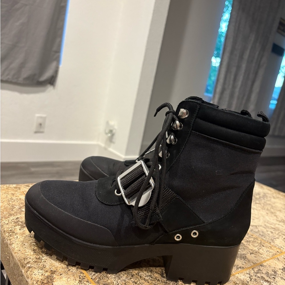 Steve Madden Black Combat Boots with Chunky Sole